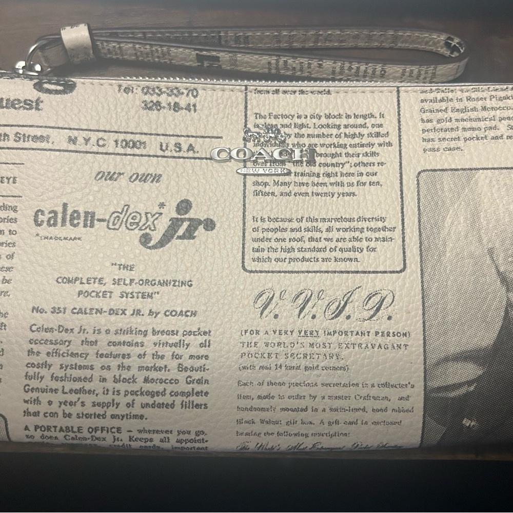 NWT Coach Newspaper Print Wristlet
